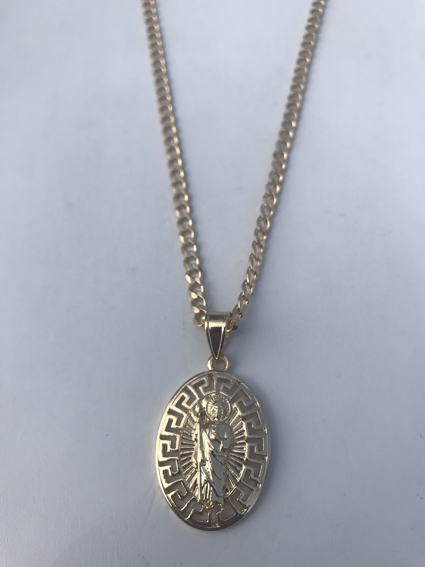 14k Gold filled Cuban link with San Judas charm