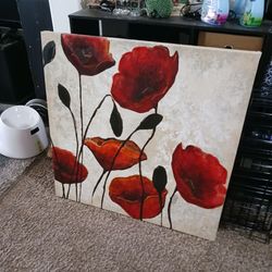 Red Poppy Floral Canvas Wall Art