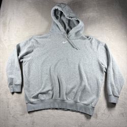 Y2K Nike Center Swoosh Hoodie Women’s Medium Gray Embroidered Pullover #924