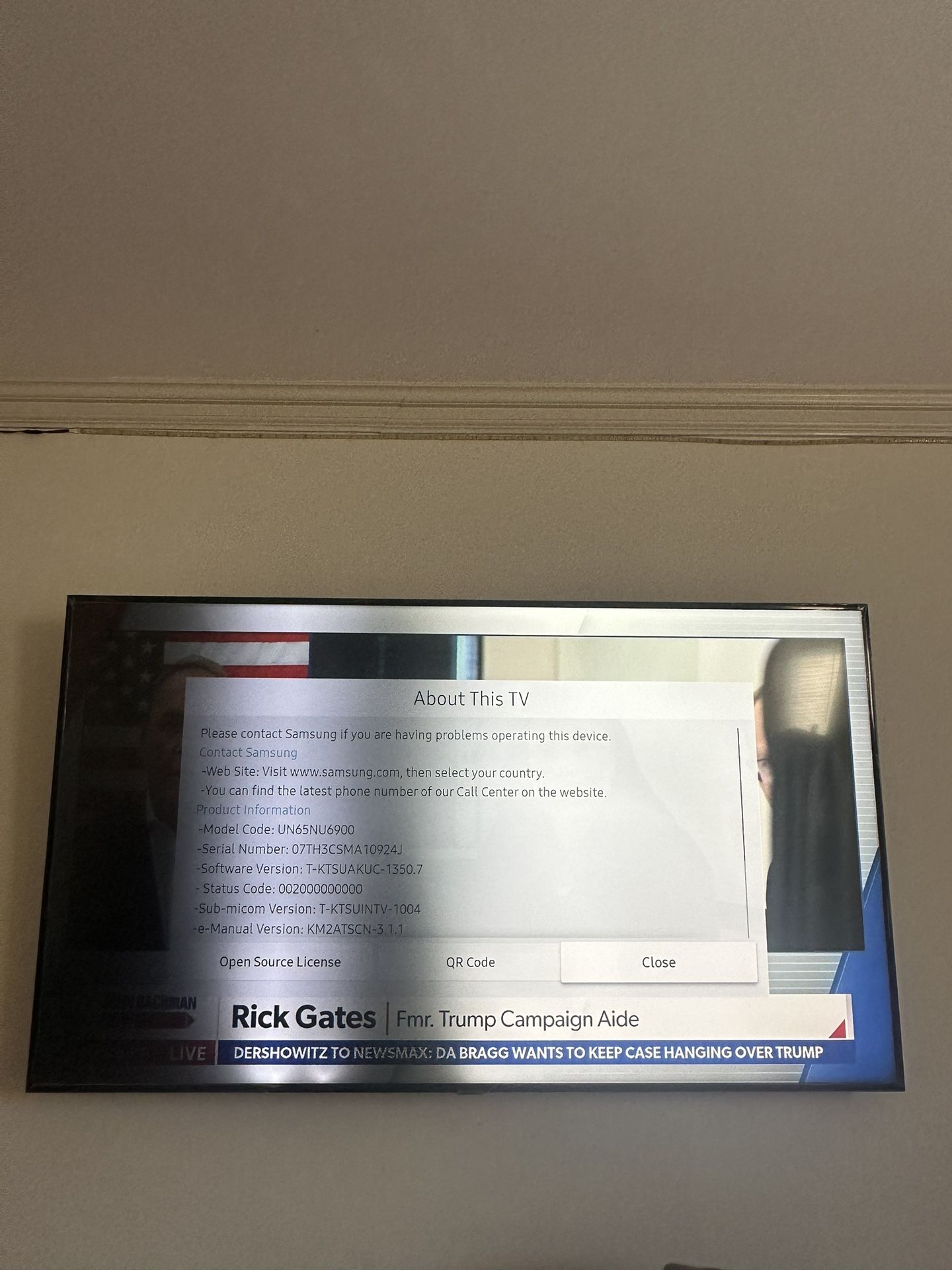 Samsung 65” 4K Smart Tv