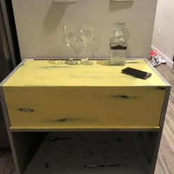 Distressed End Table/Bar Cart 