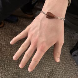 Tiger Eye, Gold Stone, White Quartz Sterling Silver Bracelet 