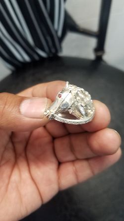 Silver horse ring