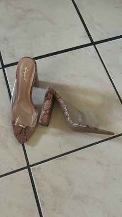 Leopard clear sandals size 6