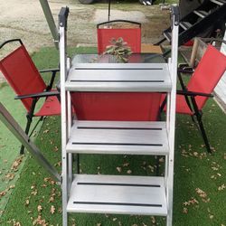 Lippert Victory Step Toy Hauler & RV Patio Steps with Entry Assist Handrail