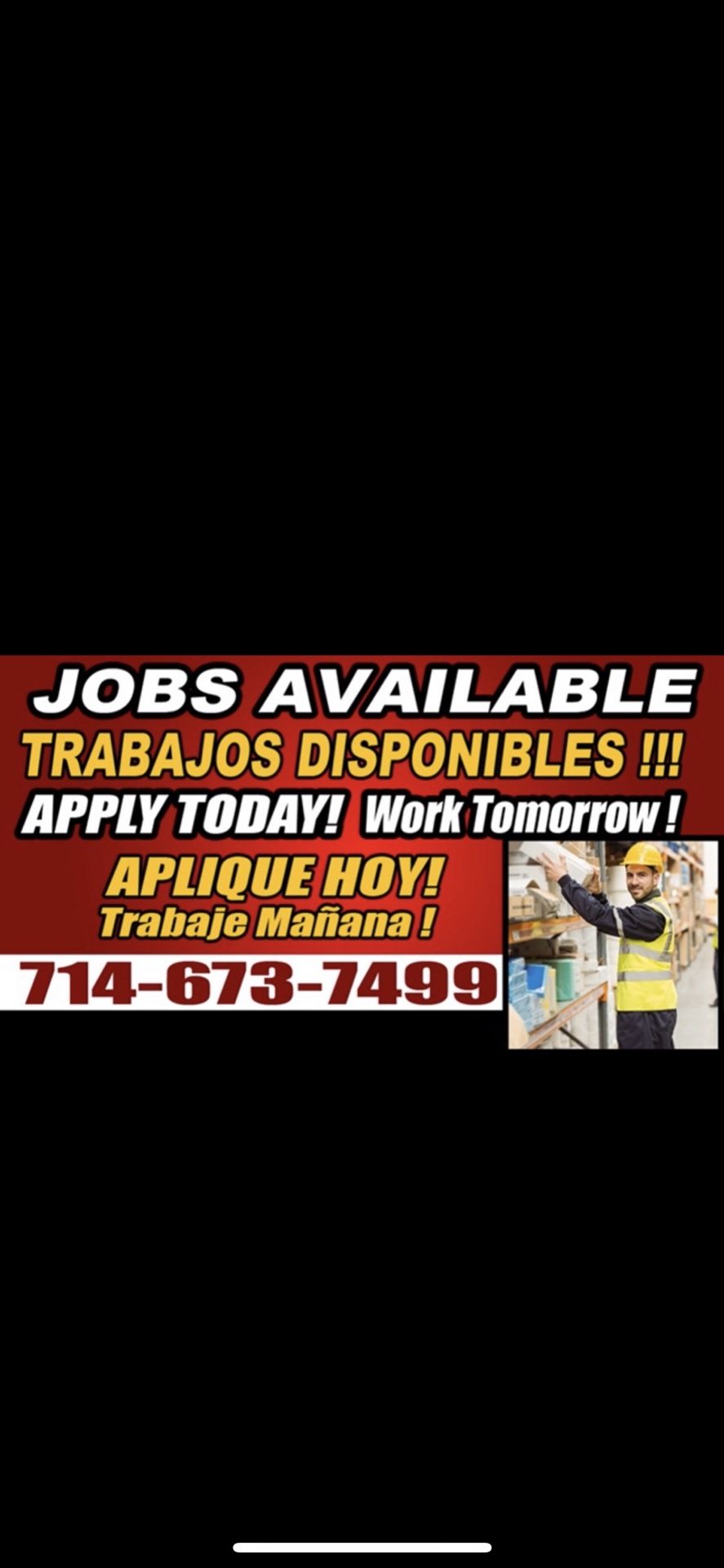 Jobs Available !!Trabajos Disponibles !!