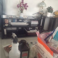 2 Black Glass End Tables And Tv Stand For Free 