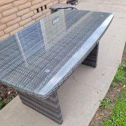 Wicker Glass Top Table 