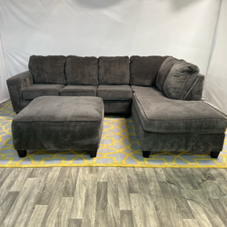 ( Delivery Available ) Ashley Large Dark Gray Sectional Couch with Ottoman