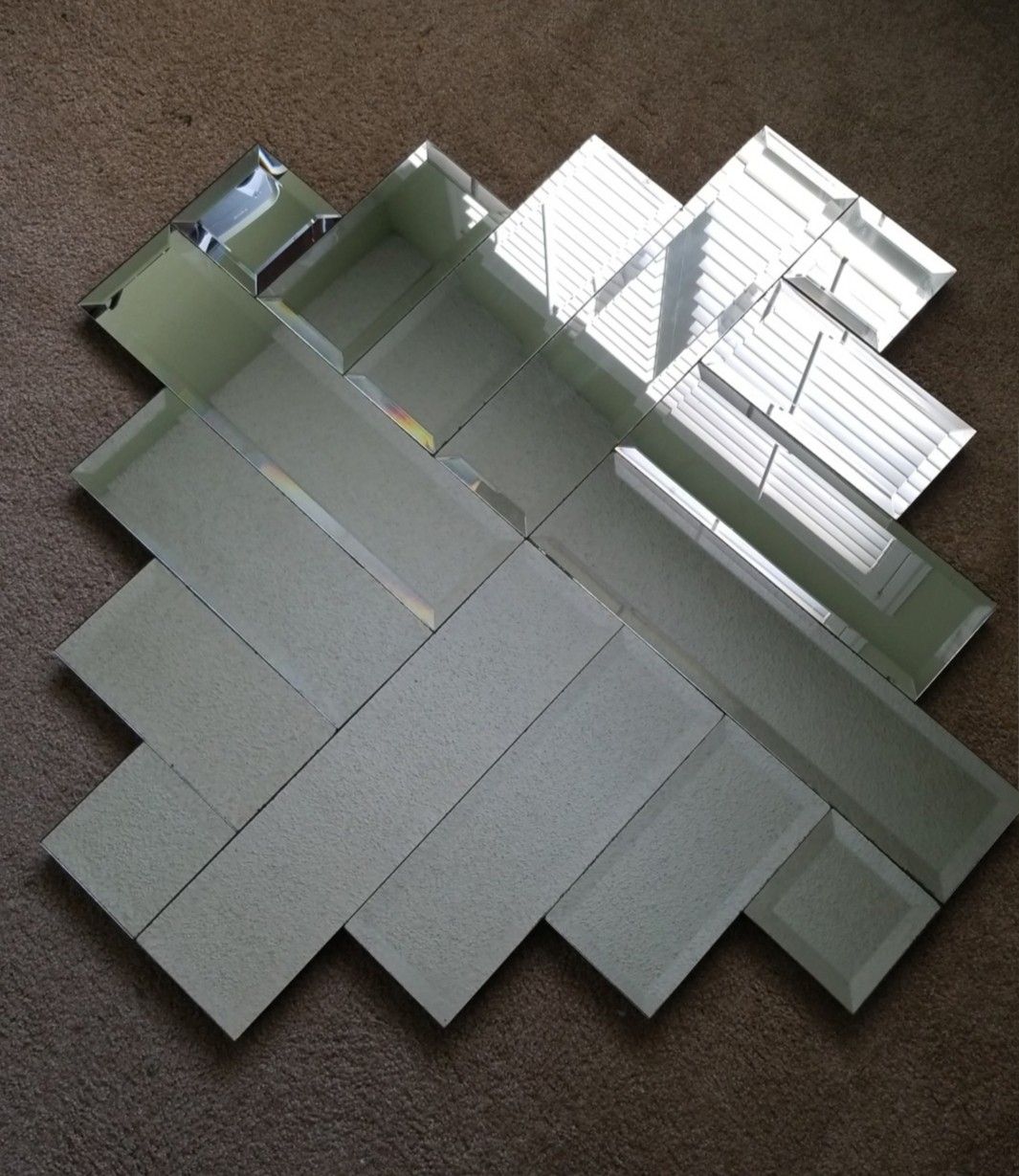 Large Sized Cross Angled Mirror - 3' 5" × 3' 5"