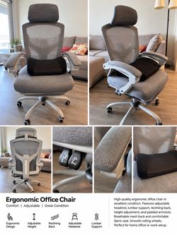 Ergonomic Mesh Office Chair w/ Headrest & Lumbar Support – Great Condition