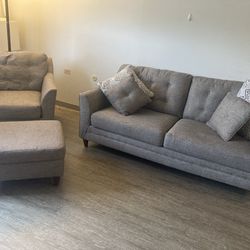 Sofa, Couch with a matching arm chair and storage ottoman