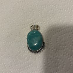 925 Sterling Silver Larimar Pendant 1.5”