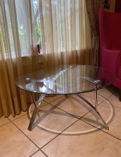 Chrome Glass Coffee Table 37" width but 18" height