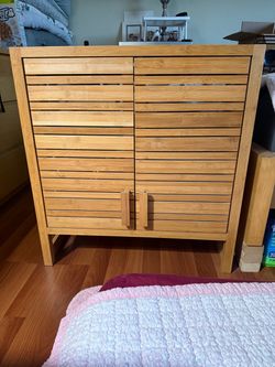 used bamboo cabinet and new bamboo wall mount organizers