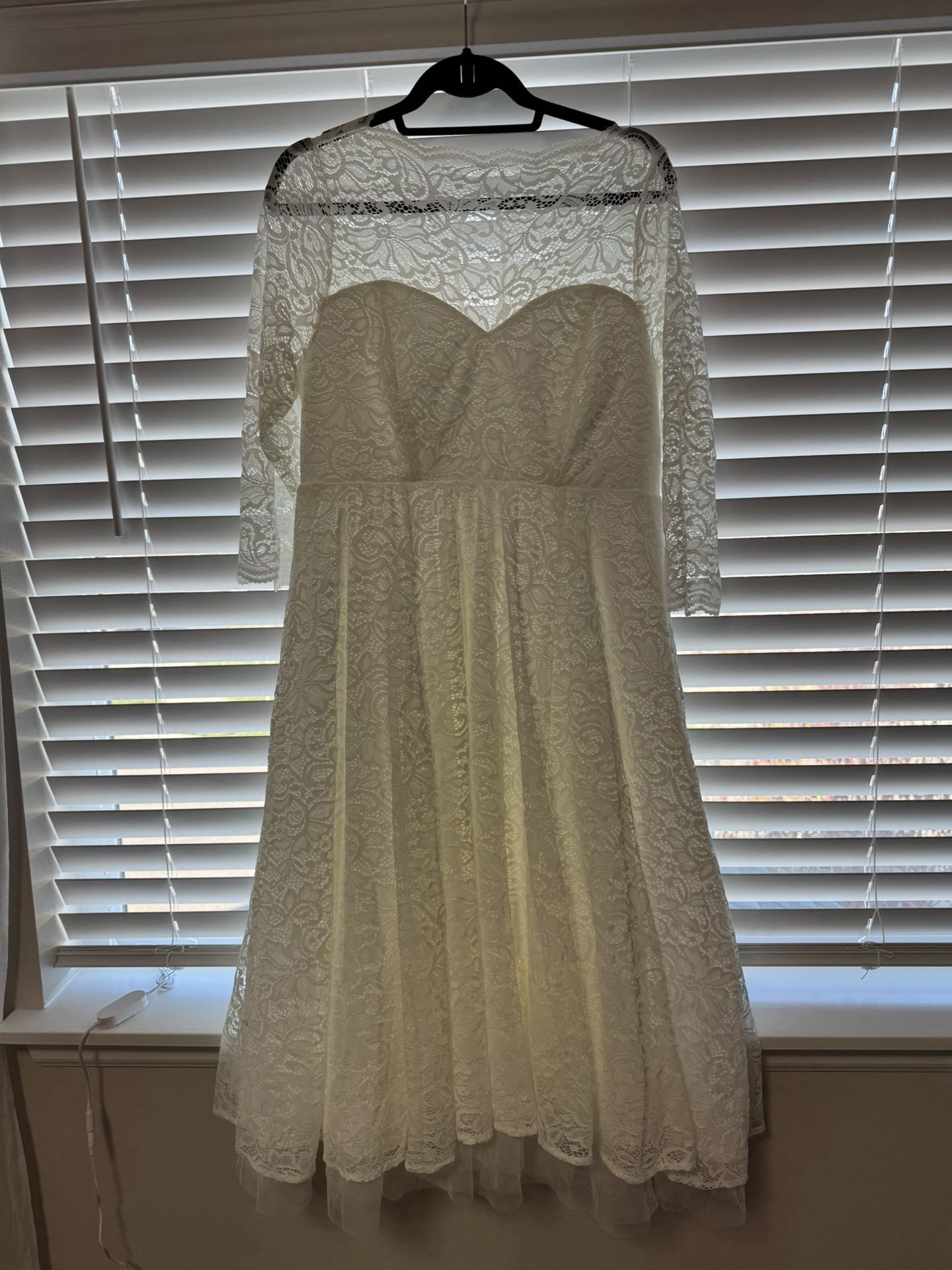 Ivory Tea Length Wedding Dress - Sz 14 New