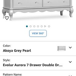 Evolur Aurora 7 Drawer Double Dresser 