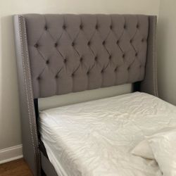 Gray Quilted Bed frame