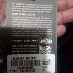 First Manufacturer Motorcycle Jacket Night Rider XL Black 