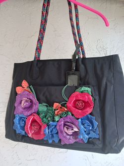 COLORFUL LARGE BLACK TOTE