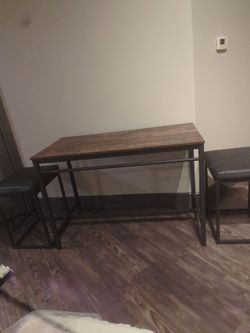 Industrial Wood and Metal Tall Table & Bar Stools