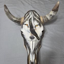 Hand Painted Steer Sculpture Rock Hill