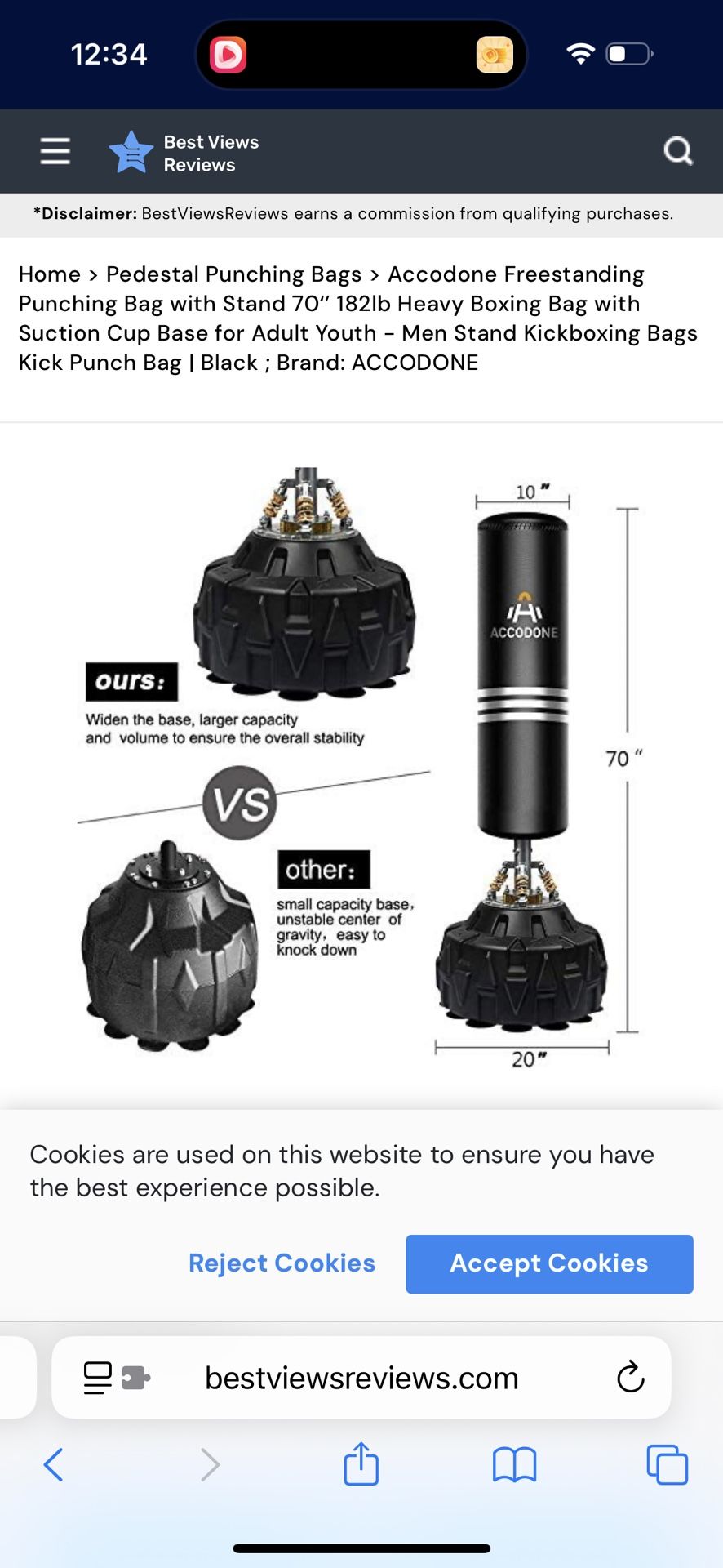 Accodone Freestanding Punching Bag with Stand 70" 182lb, Suction Cup Base, Boxing Gloves, Sparring Gloves