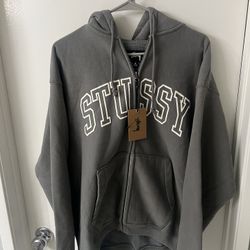 Stussy Grey Zip Up Hoodie 