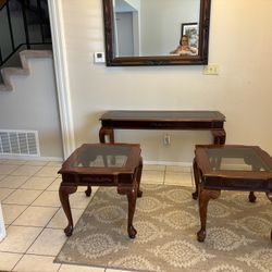 Cherrywood Sofa Table And Two End Tables