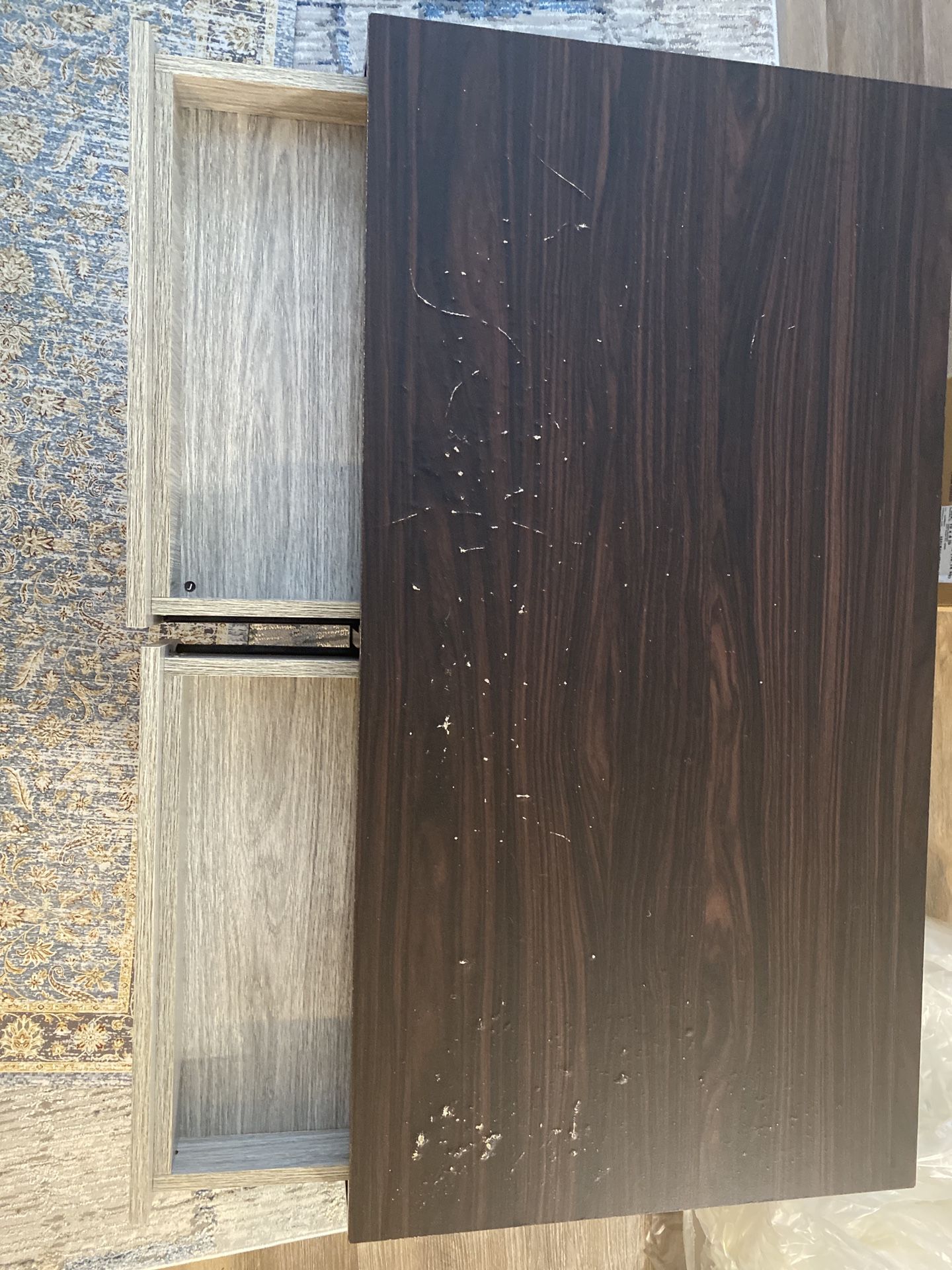 Modern Dark Wood Coffee Table with Storage Drawer
