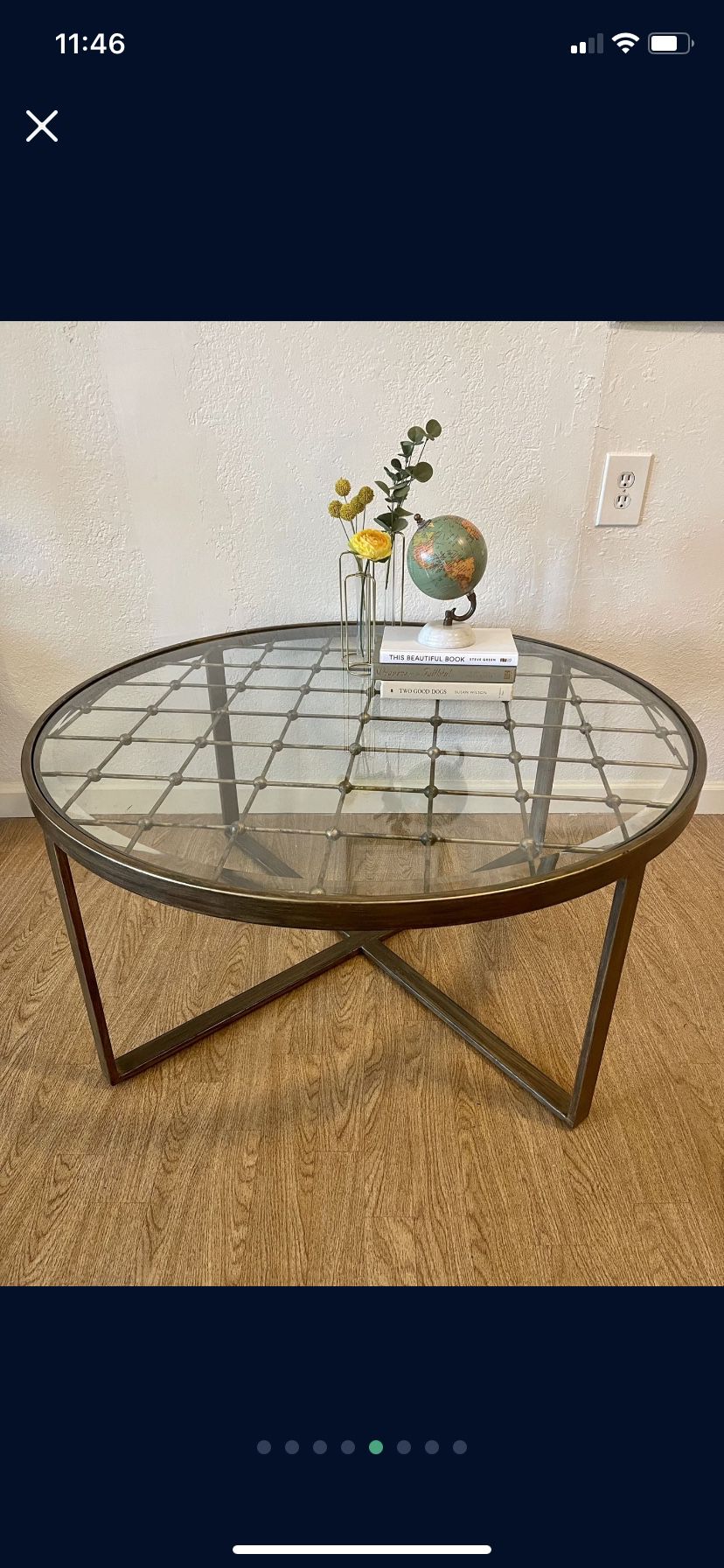 Brushed / Antique Gold Coffee Table and Side / End Table Set 
