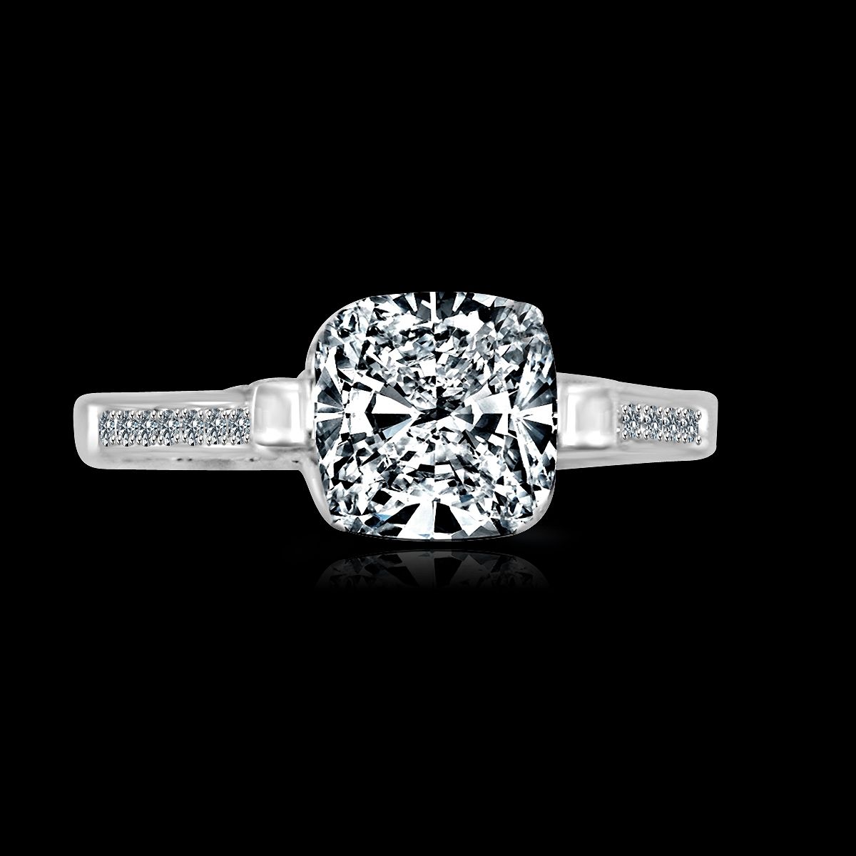1.5CT intensely Radiant Cushion square Diamond Veneer Cubic zirconia Tension style Set in Sterling Silver Wedding/Engagement Ring. 635R71495