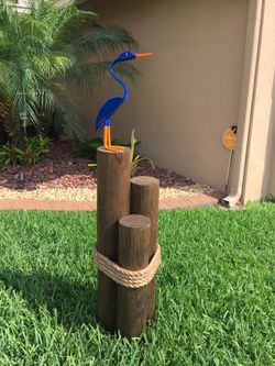Outdoor patio pool nautical wood art decoration