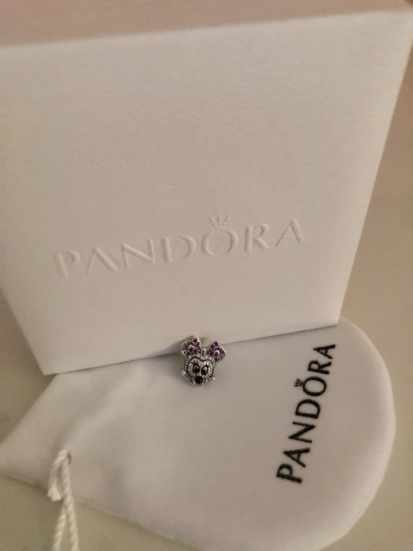 Minnie pandora disney parks charm with gift bag