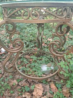 Wrought Iron Glass Top Patio Table