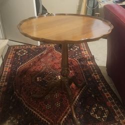 Antique Wood Table Rotates For Storage