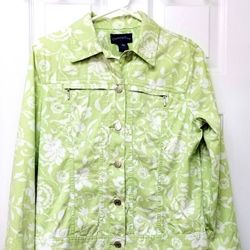 Green Floral Denim Jacket S