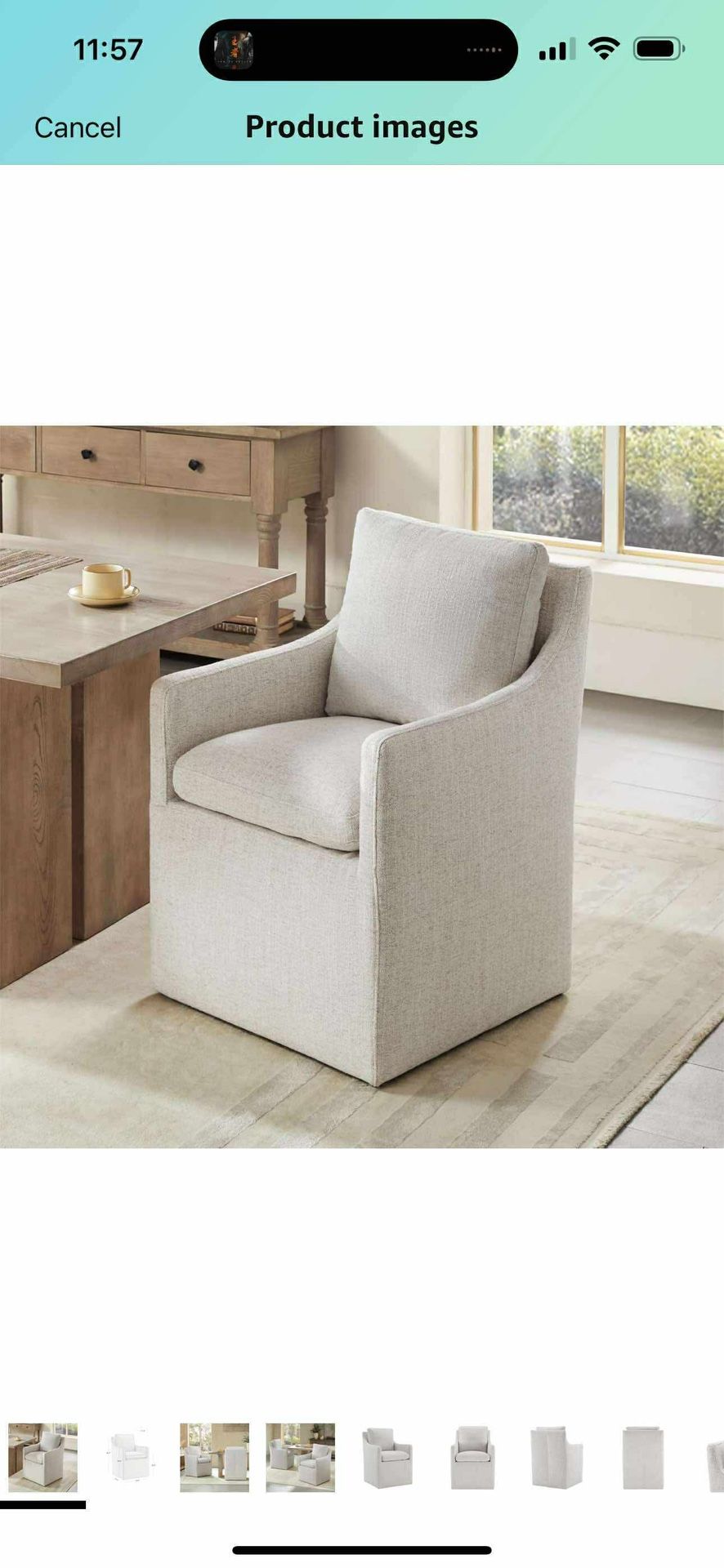 Rolling Chairs with Rollers Armchair for Bedroom Reading Room Living Room Waiting Room, Fabric in Linen