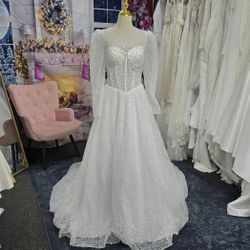 Beaded Sz L Princess Wedding Dress Vestido De Novia