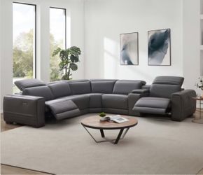 Karson Leather Power Reclining Sectional With Powered Headrest  $2199.99