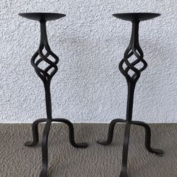 Two Black iron Candle Holders