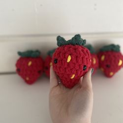 Handmade Crochet Strawberry Stuffed Animal 