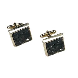 Vintage Swank Black Stone Gold-Tone Cufflinks