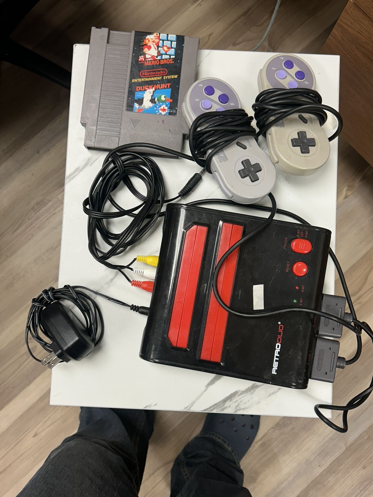 RetroDuo 2-in-1 Classic Gaming Console – Plays NES & SNES Cartridges – w/ Super Mario Bros. + Duck Hunt