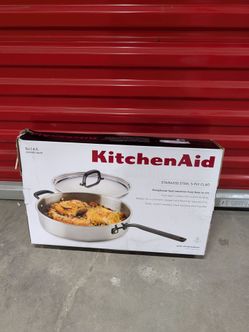 KitchenAid 5-Ply Clad Stainless Steel 5 Qt Saute Pan with Lid Induction