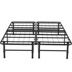 14" Bed Frame Metal Folding Black