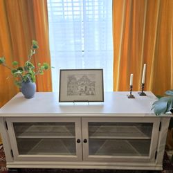 Refinished Cream TV Stand / Media Console – Solid & Sturdy Storage Cabinet