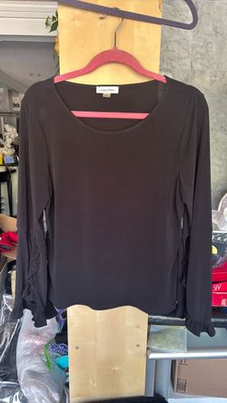 Calvin Klein black long sleeve blouse size petite large