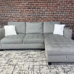 Free Delivery- gray 2pc sectional sofa couch W storage chaise
