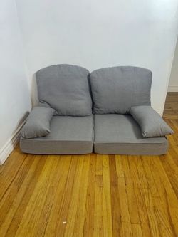 New 24 in. x 24 in. Set of 2 Outdoor Deep Seat Cushion with Small Pillow in Light Gray for Patio Couch and Sofa